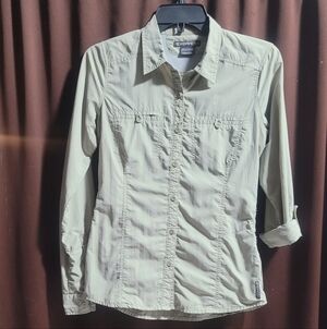 Exofficio Light Sage Green Button Down Shirt Womens Size XS
